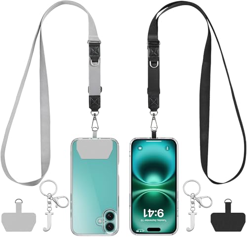 2 Pack Phone Lanyard Adjustable Crossbody Strap Letter J Charm - style: pendant-J