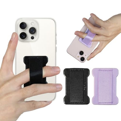 Universal Phone Grip for Smartphones - Phone Holder for Hand for Back of Phone - Wireless Charging Compatible (Black Purple) 2PC - color: Black Purple