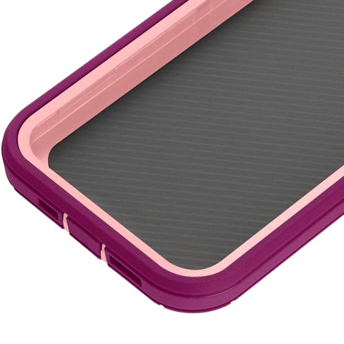 Shockproof Case For iPhone 13 with Tempered Glass Screen Protector 3 Layer Military Grade Drop Protection Heavy Duty Protection Rugged Rubber Phone Case Cover for iPhone 13 6.1 PurplePink - color: PurplePink