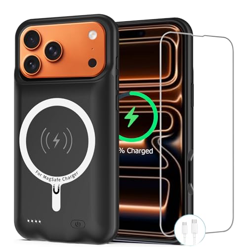Battery Case for iPhone 17 Pro Max, [12000mAh] Slim Rechargeable Smart Extended Charging Case Compatible with iPhone 17 Pro Max (6.9 inch) Backup Power Battery Pack Charger Cover-Black - size: iPhone 17 Pro Max