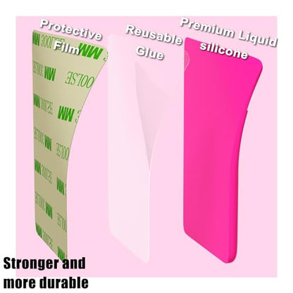 oakxco Phone Wallet Stick On, Secure Phone Card Holder Silicone, Adhesive Pocket Sleeve ID Credit Card, Slim Thin Card Case for Men Women Cute, Compatible with Apple iPhone Samsung Pixel, Hot Pink - color: Hot Pink