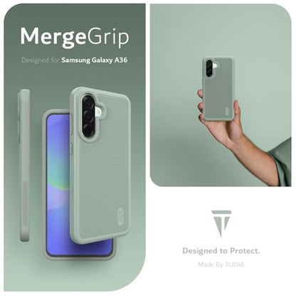 TUDIA DualShield Grip Designed for Samsung Galaxy A36 5G Case (2025), [MergeGrip] Military Grade Dual Layer Shockproof Slim Tough Heavy Duty Protective Phone Case for Galaxy A36 (Green Lily) - color: Green Lily