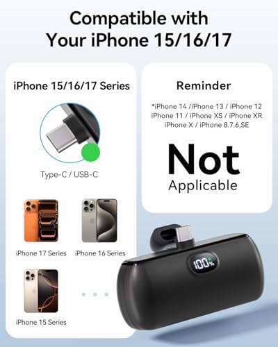 [2-Pack]Portable Charger USB C for iPhone 18/17/16/15 Series,Black&Black - color: Black&Black