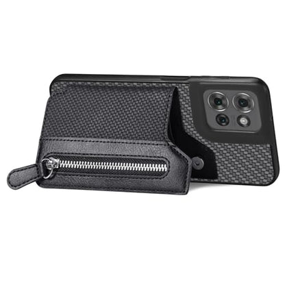 for Motorola Moto G Power 2026 Wallet Case with Card Holder, Slim | Shockproof Protective Phone Cases for Women, Carbon Fiber Pattern Design, Built-in 4 Credit Card Slots and 1 Zipper Pocket - color: Black