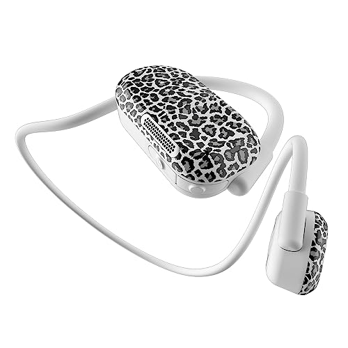 Purity Air Open Ear Headphones - True Air Conduction Wireless Bluetooth Open Ear Earbuds with Dual Mic for iPhone/Android - Secured Long Wearing Comfort, Sports Sweat Resistant (Leopard) - color: Leopard