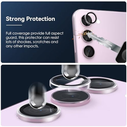 CloudValley [3 Pcs for Samsung Galaxy S24 / S23 / S23 Plus Camera Lens Protector, 9H Tempered Glass Individual Lens Screen Protective Ring 5G, Clear - color: Clear