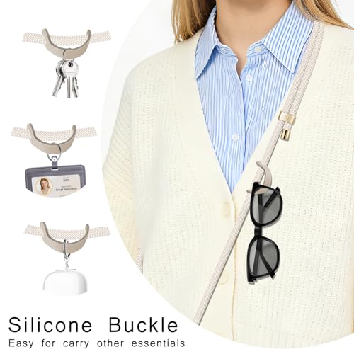 UKON Cell Phone Lanyard,Crossbody Lanyard and Wrist Strap Premium Metal Buckle Phone Charms with 2 X Strap Patch (Beige) - color: Beige