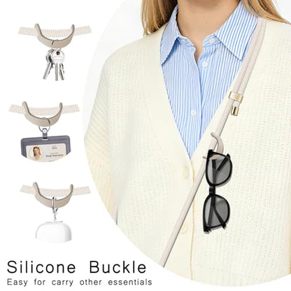 UKON Cell Phone Lanyard,Crossbody Lanyard and Wrist Strap Premium Metal Buckle Phone Charms with 2 X Strap Patch (Beige) - color: Beige