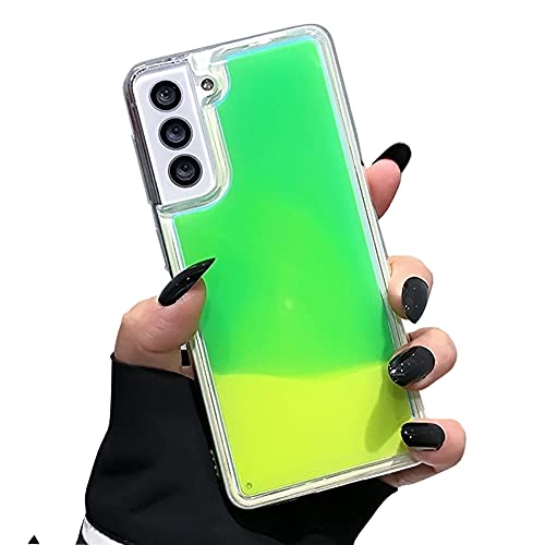 Yatchen Liquid Fluorescent Case Compatible with Samsung Galaxy S20,Luxury Fun Glow in The Darkness Quicksand Clear Soft TPU Back Cover Luminous Shockproof Protector-Green - color: Green, size: Galaxy S20