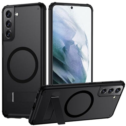 TIANNIUKE Magnetic Case for Samsung Galaxy S21,Compatible with MagSafe,Adjustable Kickstand,Translucent Matte Anti-Fingerprint,Shockproof Protective Phone Case - color: Kickstand Black, size: Galaxy S21