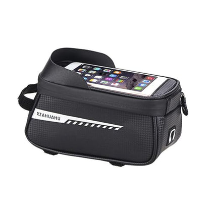 Bike/Bicycle Phone Holder Bag, Bicycle Front Frame Bag, Waterproof Tube Bag, Bike Accessories, Cycling Pouch with TPU Touch-Screen& Sun-Visor Compatible Phone Under 6.5” (Black) - color: Black