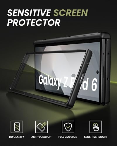 for Samsung Galaxy Z Fold 6 Case, Stand & Card Holder, 2024, Black - color: Black-S