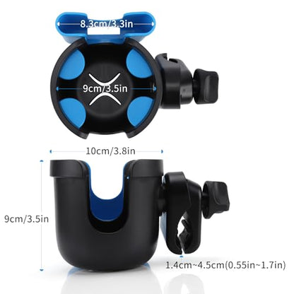 Accmor Wheelchair Cup Holder with Phone Holder, ﻿Universal 360° Rotatable Walker Cup Holder Rollator Scooter Accessory - color: Sky Blue