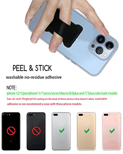 REINVENT EGO-Finger Strap Phone Holder - Cell Phone Grip Holds Device with just a Finger - Ultra Thin Anti-Slip Universal Cell Phone Grips Band Holder for Back of Phone - 2Pack(Black)
