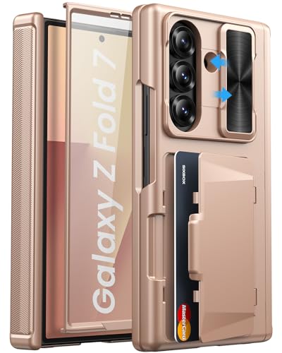 for Samsung Galaxy Z Fold 7 Case with Card Holder, Rose Gold - color: Rose Gold