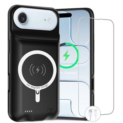 Battery Case for iPhone Air,Upgraded 12000mAh Rechargeable Portable Charging Case with Wireless Charging Compatible for iPhone 17 Air (6.5 inch) with Carplay Extended Battery Pack Charger Case (Black) - size: iPhone Air-12000mAh Black
