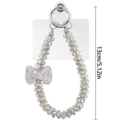 Luxury Diamond Phone Wrist Strap Phone Lanyard With Phone Tether Tab, Shiny Rhinestone Phone Chain Phone Charm Phone Strap Wrist Lanyard for Keys Bow keychain Wristlet Cell Phone Lanyards for Women