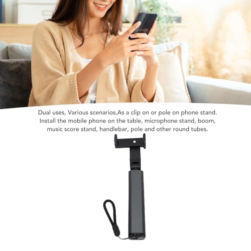 Yunseity Phone Holder, Foldable 360° Adjustable Clamp Clip Mount Cell Phone Stand for Desk Pole Table, Pipe, Pen, Treadmill, Pole Mounted Desk Stand for Table Bedside (Dark Gray) - color: Dark Gray