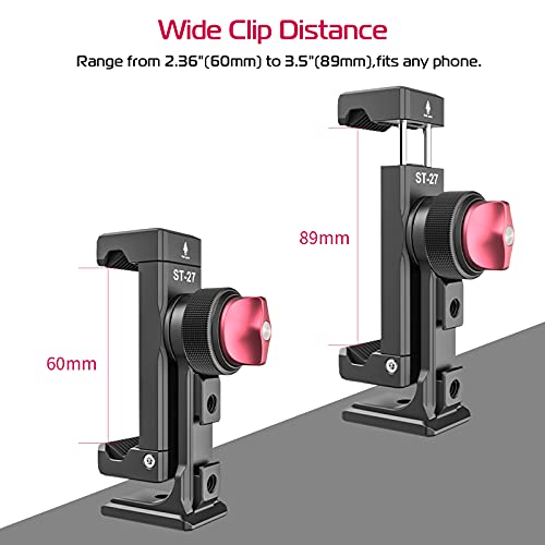 Metal Phone Tripod Mount 3 Cold Shoes & Arca Port, 360° Smartphone Tripod - size: ST-27