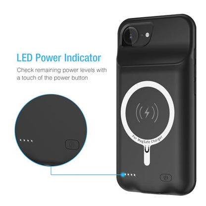Battery Case for iPhone 16e/17e, 10000mAh Portable Protective Wireless Charging Case Support Carplay Compatible with iPhone 16e /17e (6.1 inches) Rechargeable Extended Battery Charger Cover (Black) - size: iPhone 16e