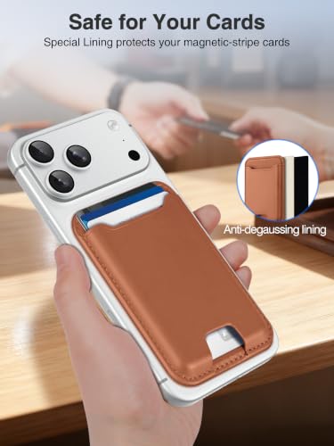 TopMade for MagSafe Wallet, Strongest Magnetic Phone Wallet, 4 Cards Holder - color: Brown