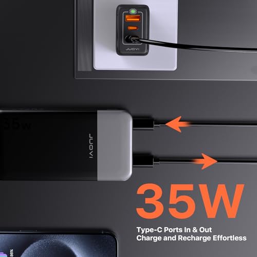 JUOVI Portable Charger 35W 10000mAh Power Bank - color: Black