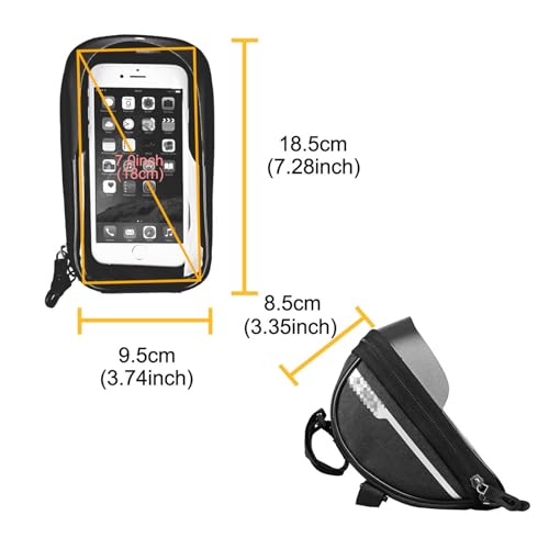 Hard Casing Bike Bag, Lightweight and Durable Waterproof Phone Holder in Gray, Sensitive Touchscreen for Phones up to 6.4 inches, Perfect Bike Accessories - 7"x4" / 18x10 cm - color: Gray