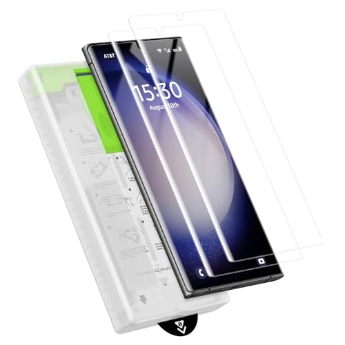 2 Pack Samsung Galaxy S23 Ultra / S22 Ultra Curved Edge HD Clear Screen Protector, PET Film with Auto Dust Elimination Cabin, Anti-Glare, Sensitive Touch, Bubble-Free, Case Friendly - color: S23-HD