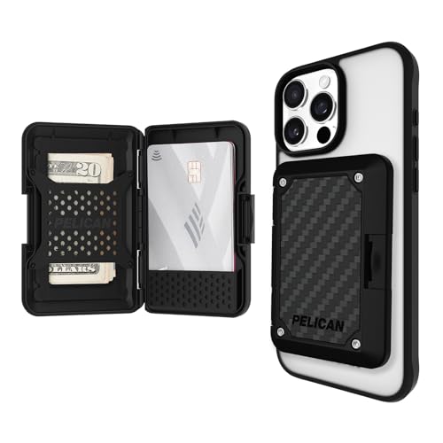 Pelican MagSafe Wallet with RFID Blocking for Cards and Cash - Black | Military STD Snap-On Magnetic Phone Wallet/Card Holder - Detachable MagSafe Wallet for iPhone 17 Pro Max/16/15/14/13/Pixel 10 - color: Shield Black, style: Shield