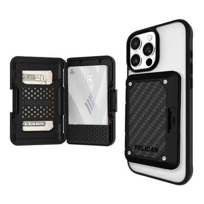 Pelican MagSafe Wallet with RFID Blocking for Cards and Cash - Black | Military STD Snap-On Magnetic Phone Wallet/Card Holder - Detachable MagSafe Wallet for iPhone 17 Pro Max/16/15/14/13/Pixel 10 - color: Shield Black, style: Shield