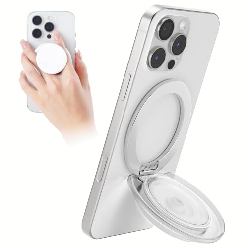 Grippopso for MagSafe Phone Grip, Magnetic Phone Grip Holder Phone Stand - color: Translucent White