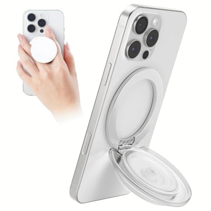 Grippopso for MagSafe Phone Grip, Magnetic Phone Grip Holder Phone Stand - color: Translucent White