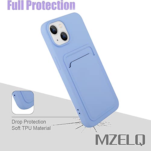 MZELQ Compatible with iPhone 14 Case Card Holder -Purple | Wallet Cover,Camera Protection + Screen Protector Soft Card Slot Phone Case - color: Purple, size: iPhone 14