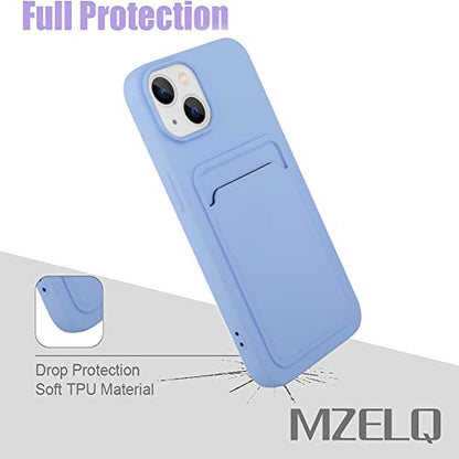 MZELQ Compatible with iPhone 14 Case Card Holder -Purple | Wallet Cover,Camera Protection + Screen Protector Soft Card Slot Phone Case - color: Purple, size: iPhone 14