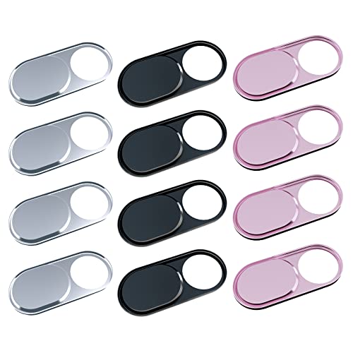 HKDGYHON Webcam Cover, Camera Cover Slide, 0.027in Ultra-Thin Metal Camera Cover for Laptop, PC, MacBook, iMac, iPad, iPhone, Smartphone, Web Camera Protect Your Privacy (Black/Pink/Silver-12 Pack) - color: Black/Pink/Silver - 12 Pack