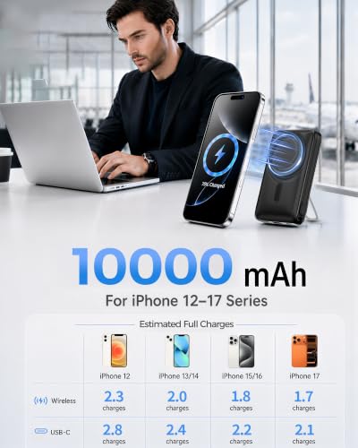 for MagSafe Power Bank iPhone,Portable Charger with Detachable USB-C Cable