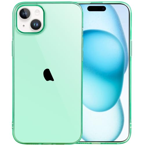 JJGoo Compatible with iPhone 15 Case Clear, Soft Clear TPU Phone Cases, Shockproof Transparent Bumper Cover Slim Thin Phone Case, Translucent Green - color: Green