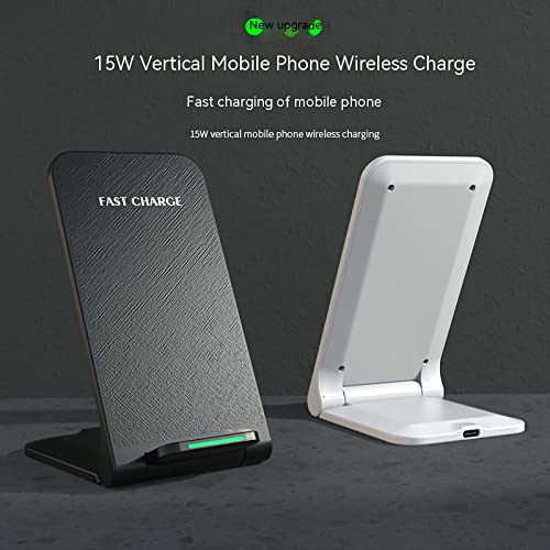 Wireless Charging Station,15W Fast Wireless Charging Station with Sleep-Friendly Adaptive Light,Compatible with Samsung Galaxy, Google LG, etc（Black） - color: Black