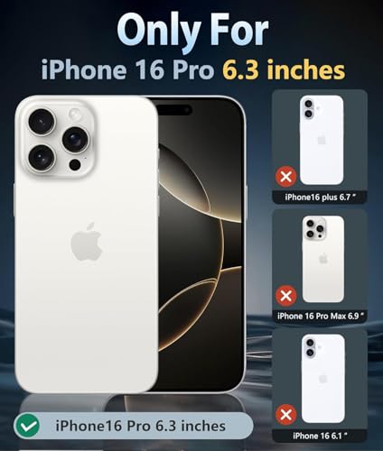 Designed for iPhone 16Pro Case Clear,[Anti-Yellowing][Military Grade Drop Protection] Slim Thin Shockproof Phone Case for iPhone 16Pro(6.3")-Clear