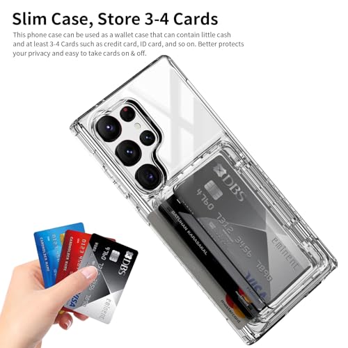 ACANDYA for Samsung Galaxy S24 Ultra Case Wallet Clear Protective Case with Card Holder Heavy Duty Protection Shockproof Anti-Scratch Anti-Yellow Case for Samsung Galaxy S24 Ultra Transparent - size: Galaxy S24 Ultra 6.8 inch