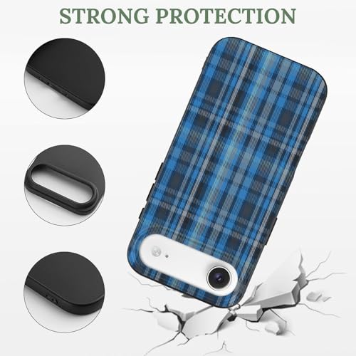 Blue Grey Mint Green TartanAnti-Yellowing Soft TPU Phone Case for iPhone 17, Shockproof and Scratch-Resistant Case - color: black-style-117