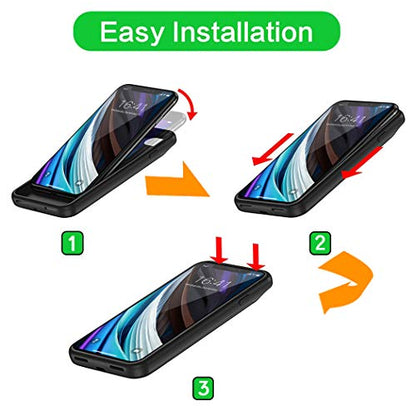 Battery Case for iPhone 12 Mini, Full Encircle 6000mAh Ultra-Slim Rechargeable Portable Charging Cover Extended Battery Pack Compatible with iPhone 12 Mini (5.4 inch) Charger Case with Carplay-Black
