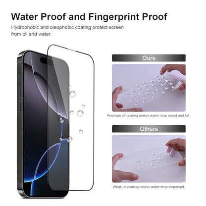 2 Pack Screen Protector for iPhone 16 Pro Max +2 Camera Lens Cover | 9H+ Military Grade Tempered Glass, HD Clarity, Shatterproof, Anti-Scratch, Anti fingerprint, Full Coverage, Auto-Align Tray - size: IPhone 16 Pro Max (6.9 inch)