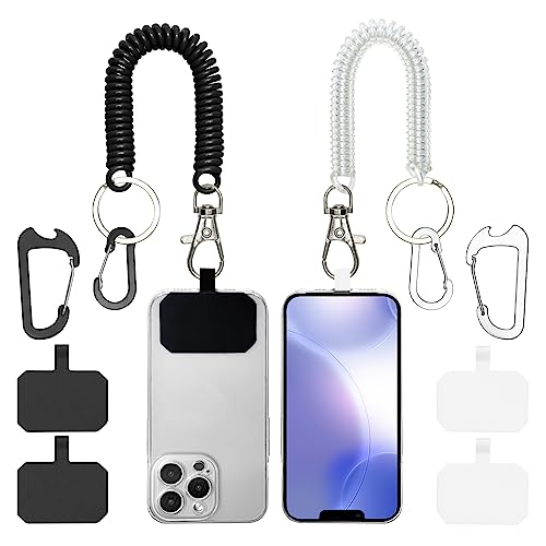 HOTEMIA Phone Tether Lanyard Anti Theft Phone Strap with Carabiner Anti-drop Outdoor Skiing Hiking Cycling fishing Climbing fit iPhone and Most Cell Phone (Black+Transparent) - color: Black+transparent