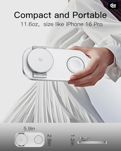 3-in-1 Charging Station for Apple Device, Qi2 25W Certified Magnetic Wireless Fast Charger Stand Compatible with MagSafe for iPhone 18/17/16/15/14/13/12/Air/Duo Series, Apple Watch & AirPods - color: White+Silver