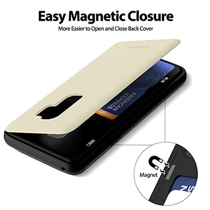 GOOSPERY Magnetic Door Bumper Compatible with Galaxy S9 Plus, Card Holder Wallet Case Easy Magnet Auto Closing Protective Dual Layer Sturdy Phone Back Cover - Navy - color: White, size: Galaxy S9 Plus