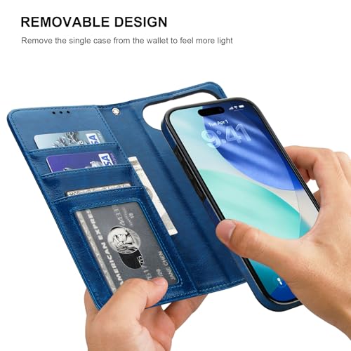 Bocasal Detachable Wallet Case Card Holder for iPhone 17 Air, Blue - color: Blue