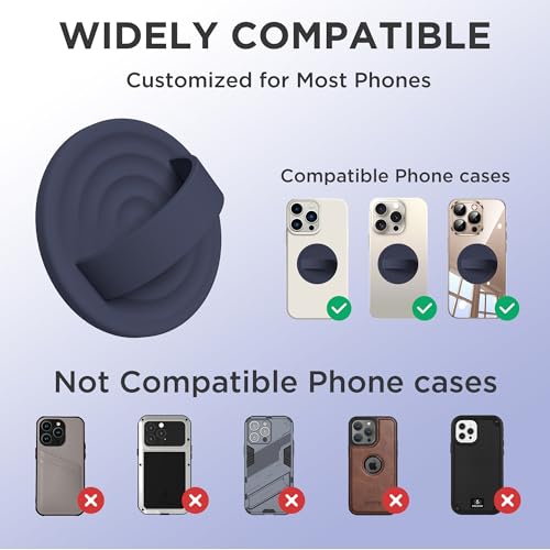 Upgraded Magnetic Phone Grip, Liquid Silicone Soft and Portable, Removable Finger Loop Ring Grip Holder for iPhone, Strong Magnetic Attraction, Compatible with MagSafe Phone Case, Midnight Blue - color: Midnight Blue