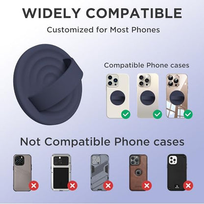 Upgraded Magnetic Phone Grip, Liquid Silicone Soft and Portable, Removable Finger Loop Ring Grip Holder for iPhone, Strong Magnetic Attraction, Compatible with MagSafe Phone Case, Midnight Blue - color: Midnight Blue