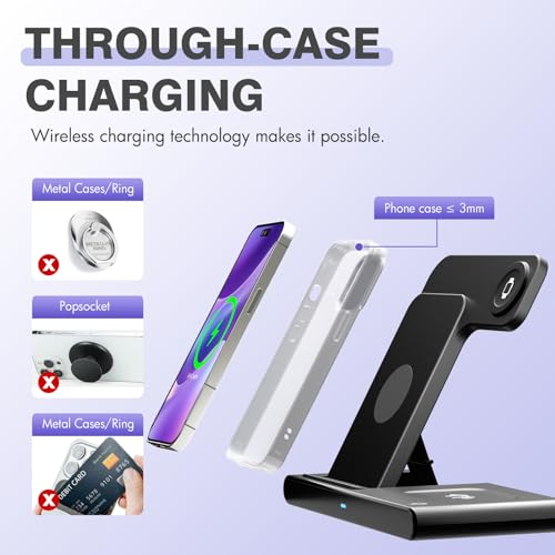 Wireless Charger Fast Charging Station 3 in 1 Charger Stand Desk Friendly